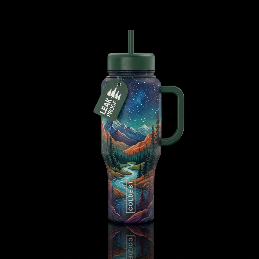 Tumbler inspired by the great outdoors water bottle design