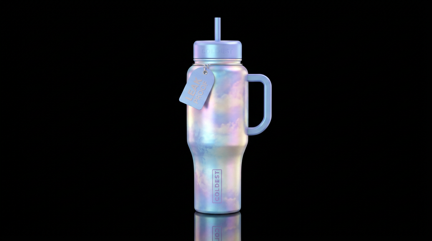 Tumbler inspired by heaven colors iridescent water bottle design