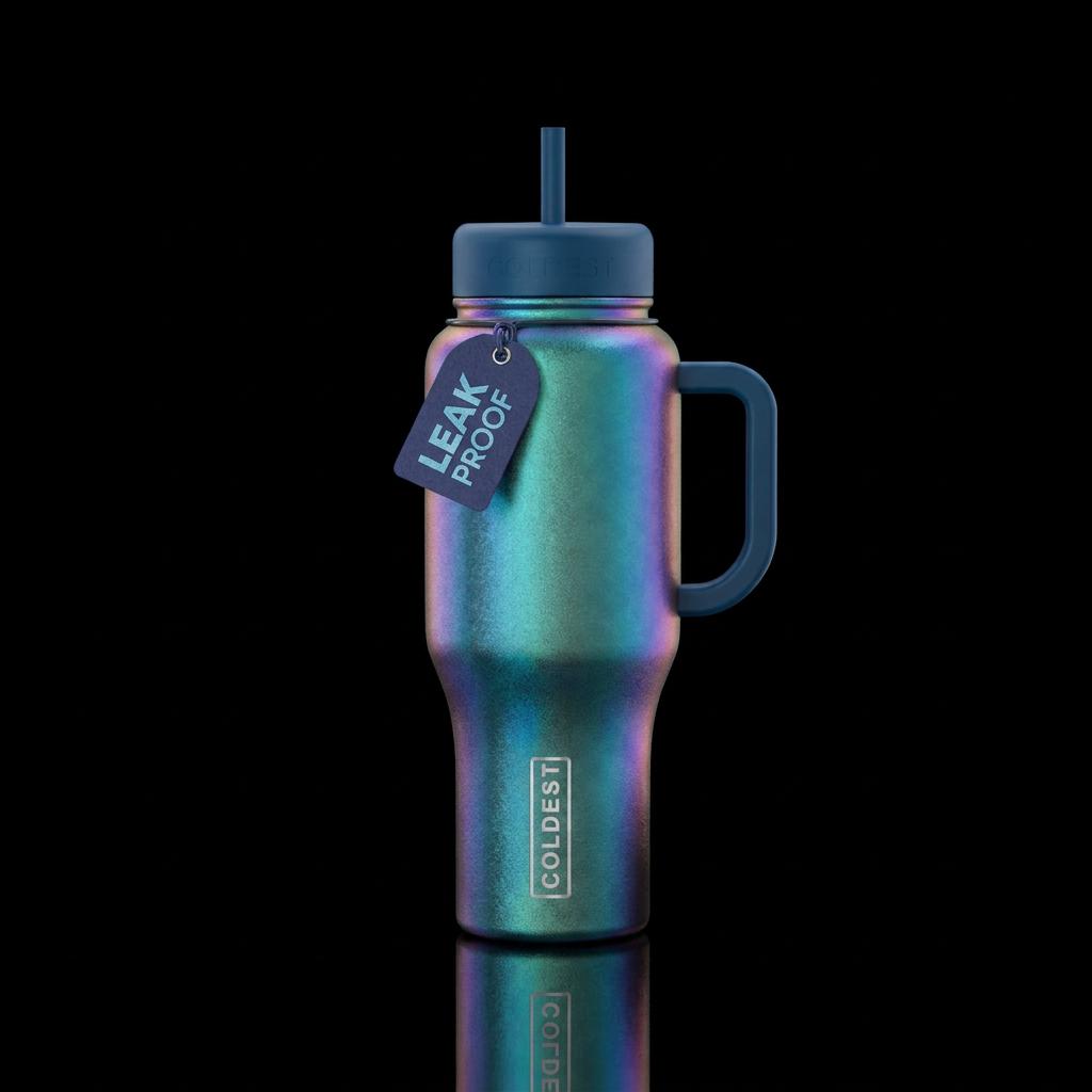 Tumbler inspired by iridescent ocean colors irides... water bottle design