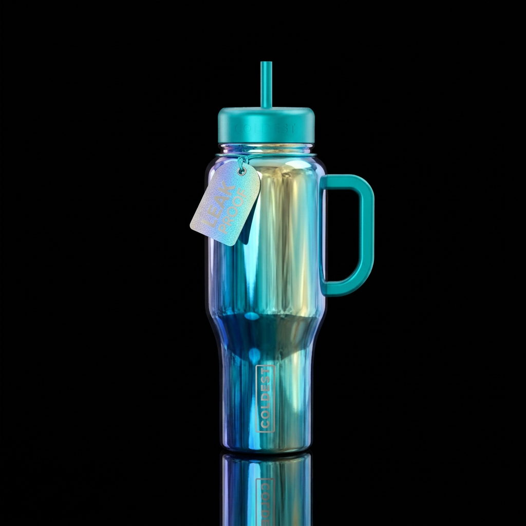 Tumbler inspired by iridescent ocean watefalls gli... water bottle design