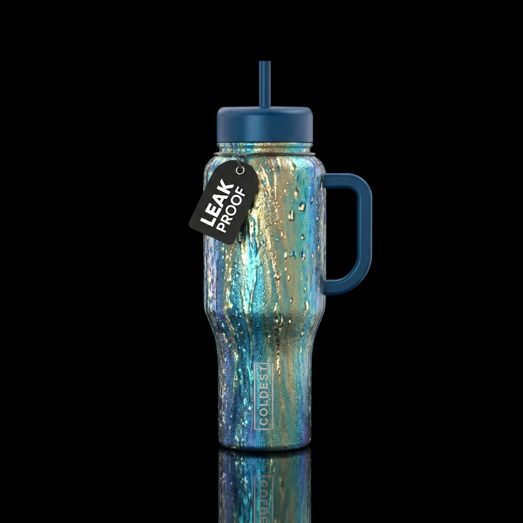 Tumbler inspired by iridescent ocean watefalls gli... water bottle design