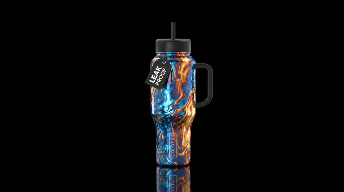 Tumbler inspired by fire iridescent ocean fireglis... water bottle design