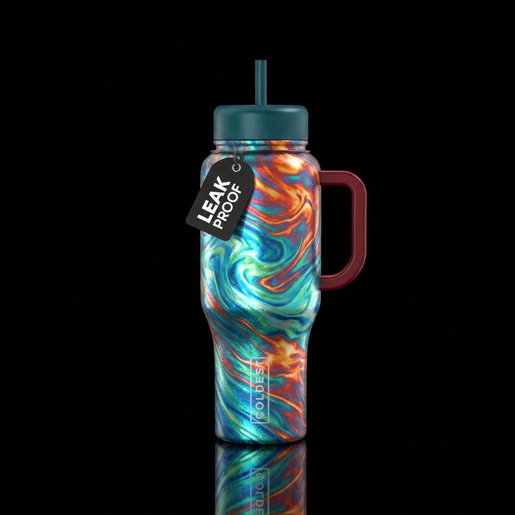 Tumbler inspired by fire iridescent ocean fireglis... water bottle design