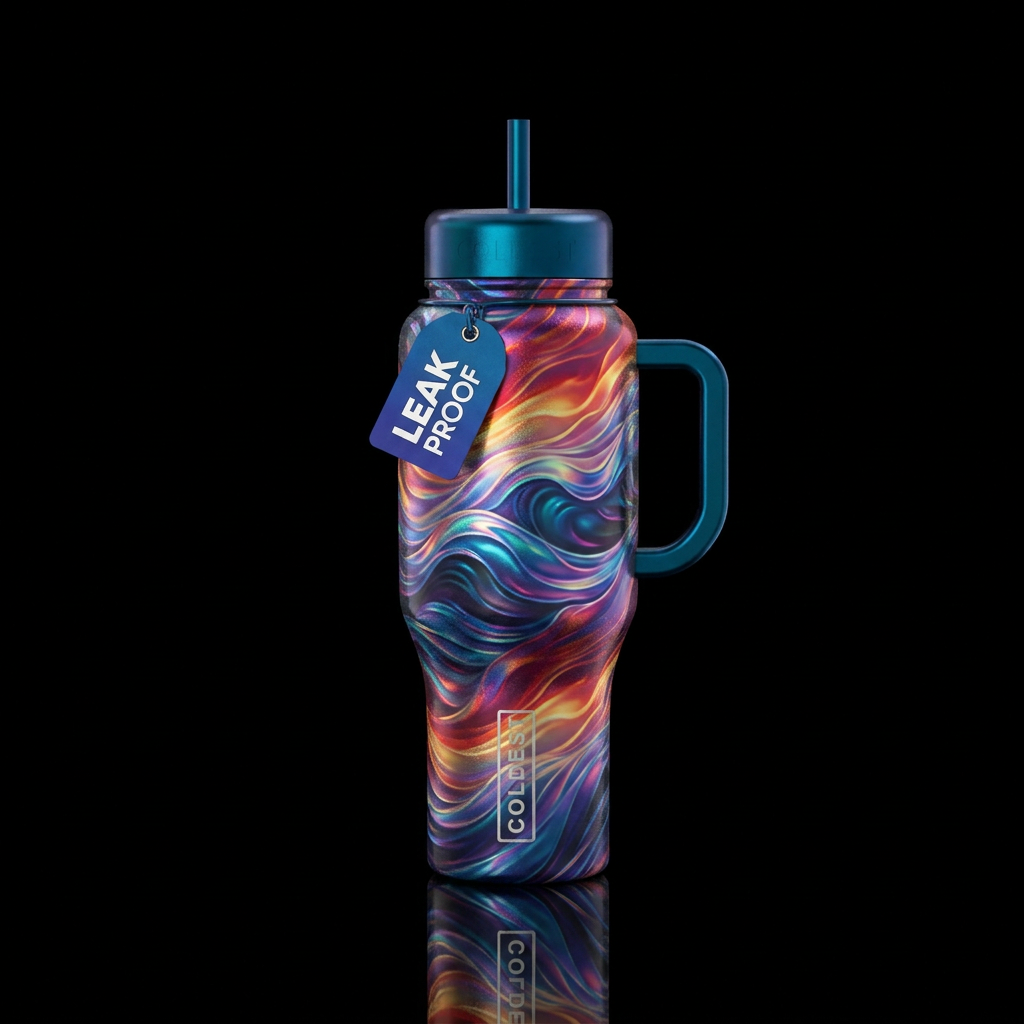 Tumbler inspired by fire iridescent ocean fireglis... water bottle design