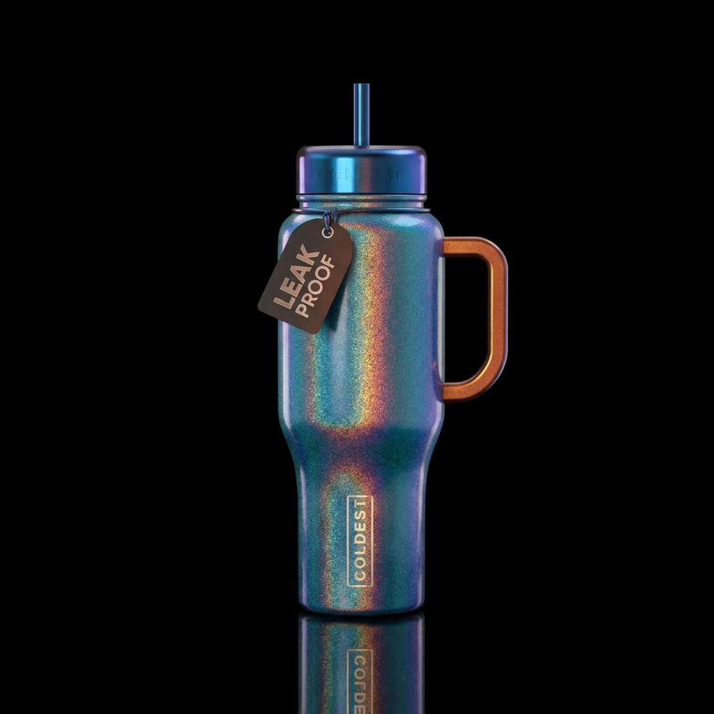 Tumbler inspired by fire iridescent ocean fireglis... water bottle design