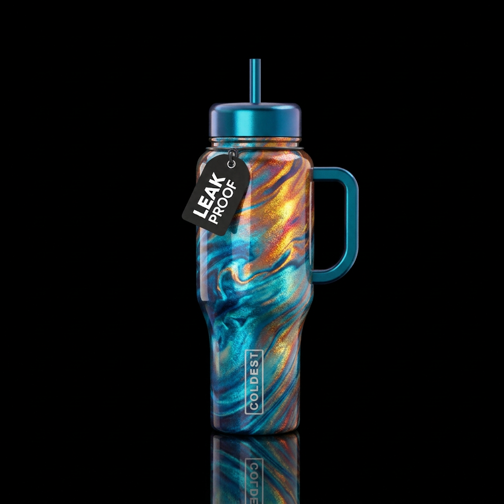 Tumbler inspired by fire iridescent ocean fireglis... water bottle design
