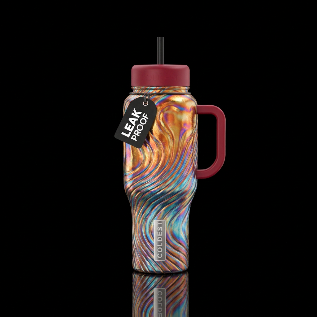 Tumbler inspired by fire iridescent ocean fireglis... water bottle design