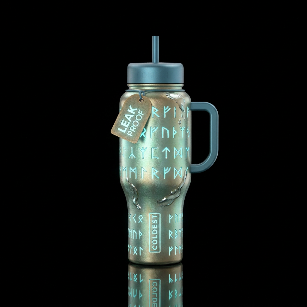 Tumbler inspired by atlantean metal alloy, glisten... water bottle design