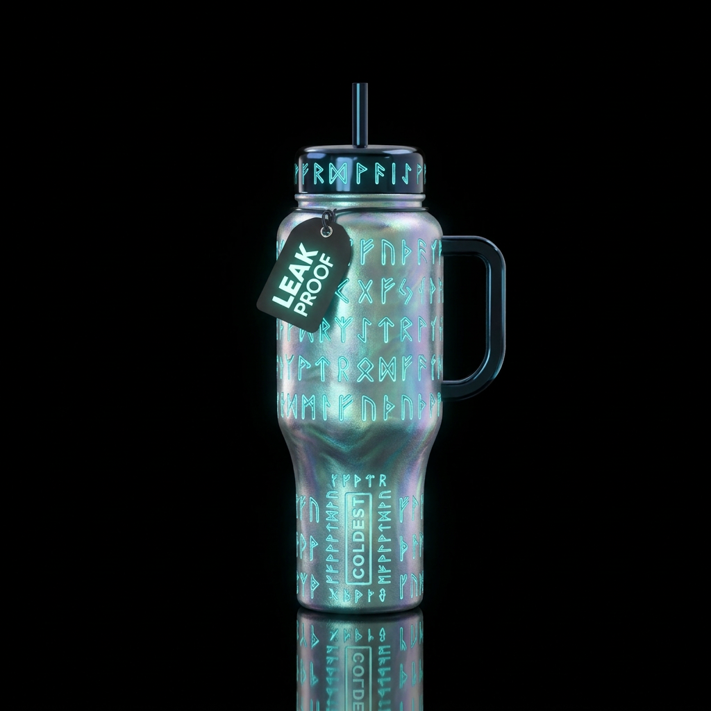 Tumbler inspired by atlantean metal alloy, glisten... water bottle design