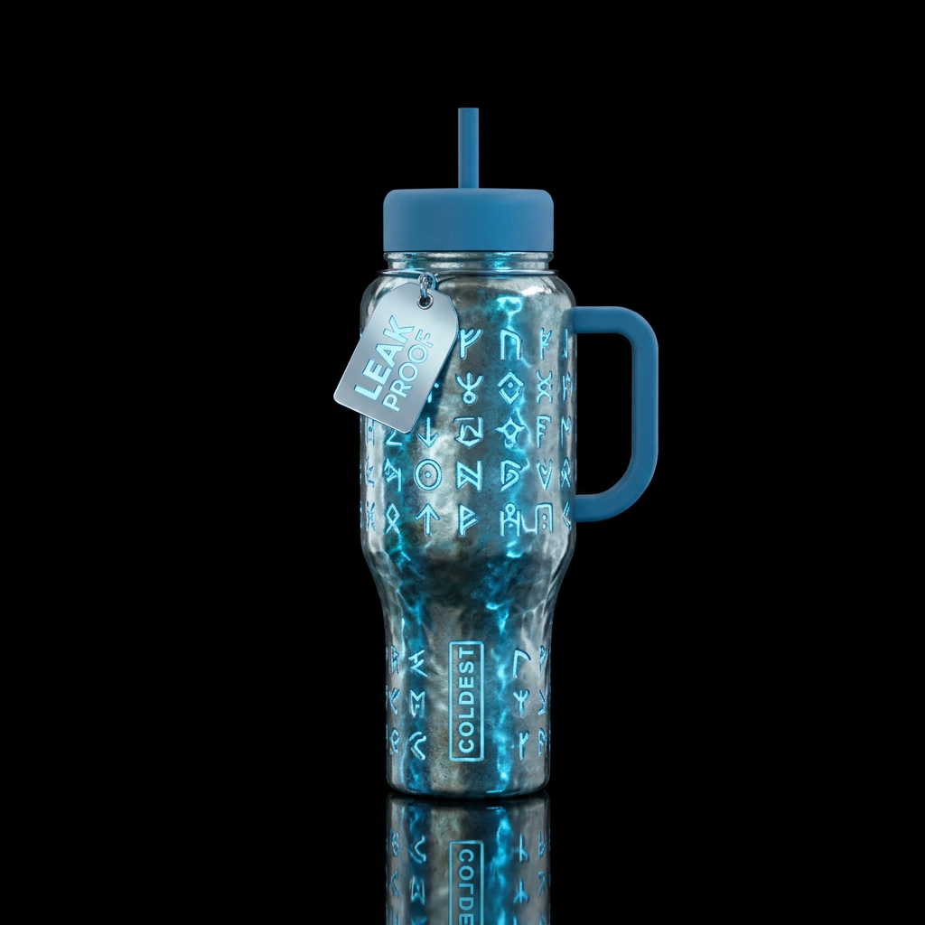 Tumbler inspired by atlantean metal alloy, glisten... water bottle design
