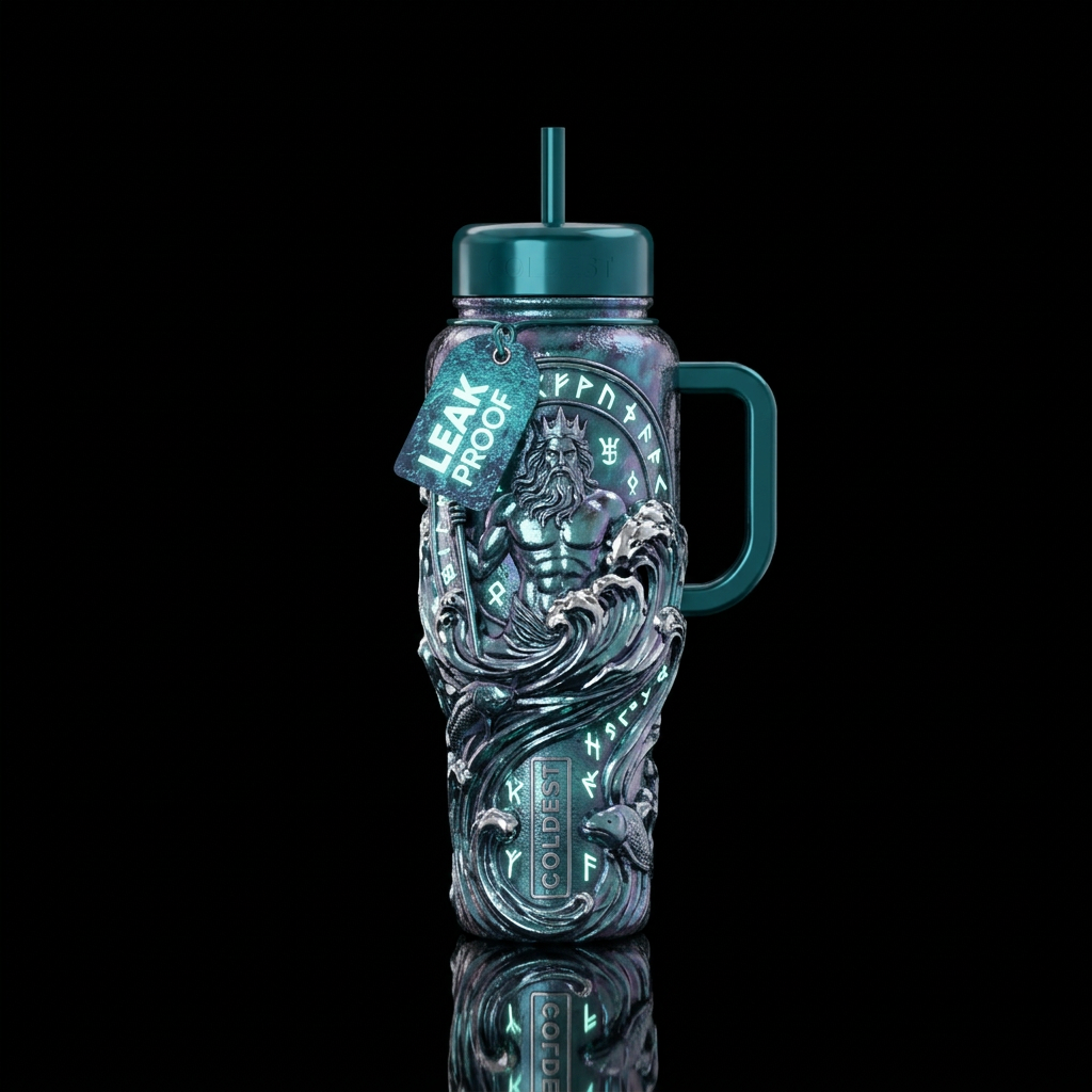Tumbler inspired by atlantean metal alloy, frature... water bottle design