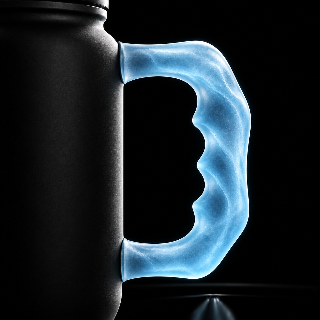 Glowy alabaster light blue water bottle design