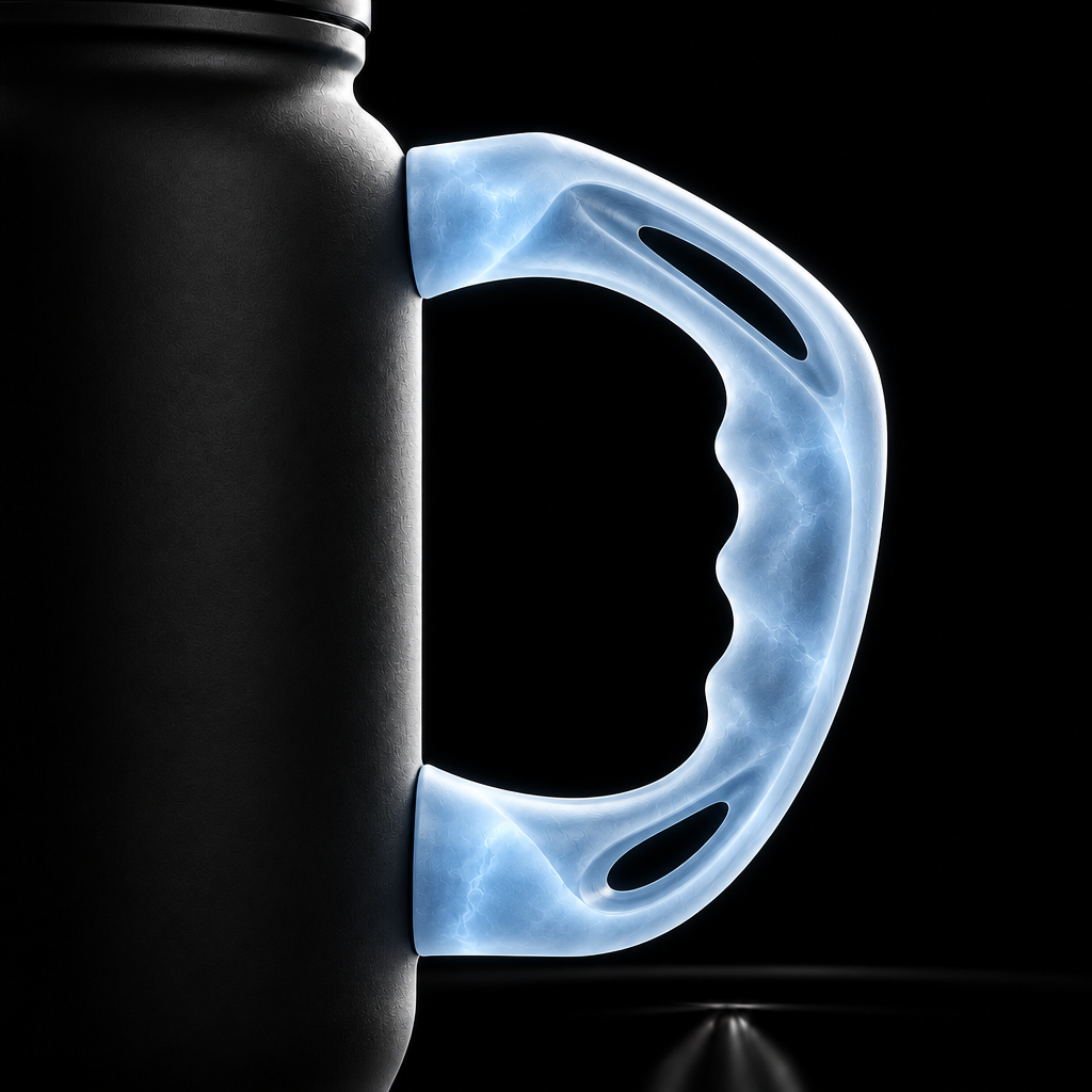 Glowy alabaster light blue with a twist water bottle design