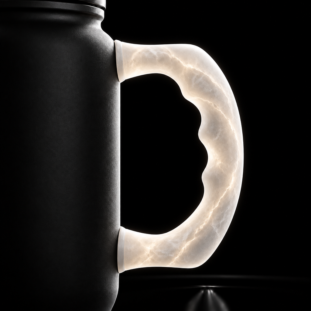 Glowy alabaster white water bottle design