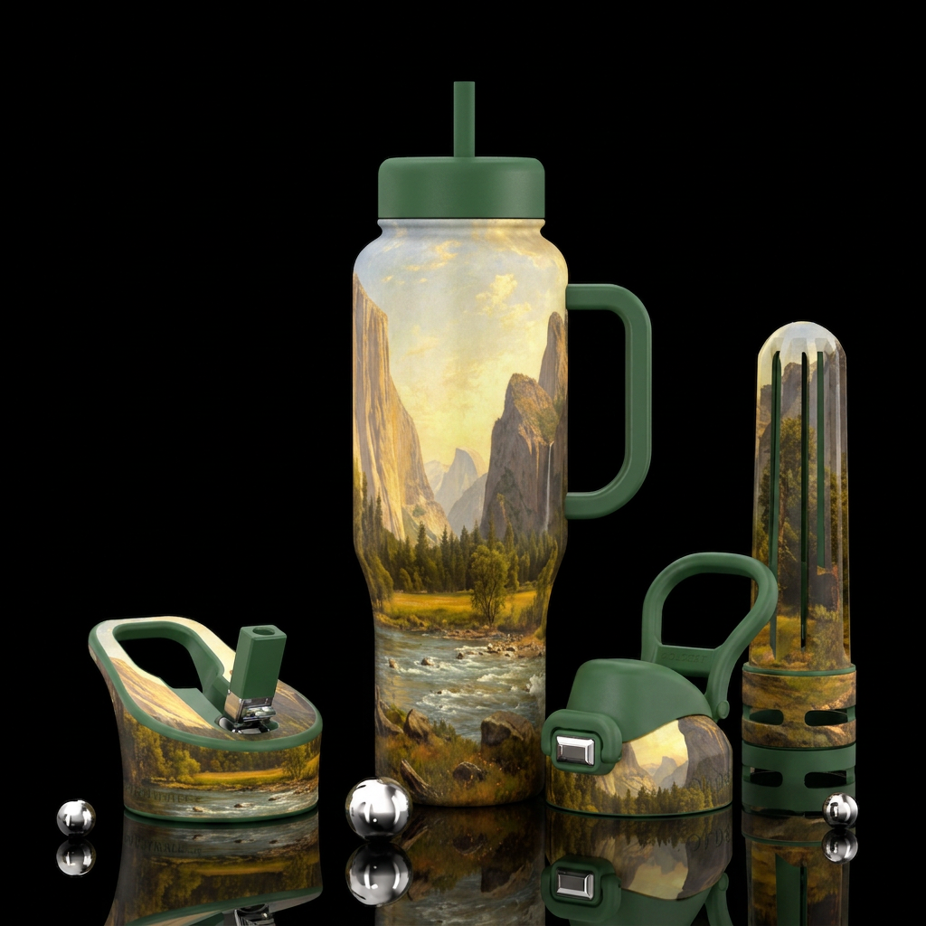 Albert Bierdstadt " Valley of the Yosemite",oil pa... water bottle design