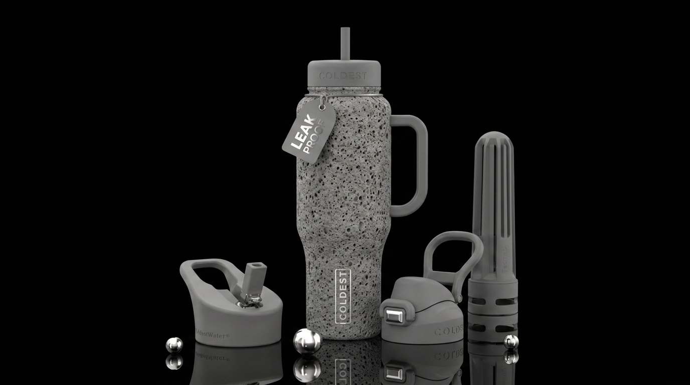 Pumice stone design, grey, textured water bottle design