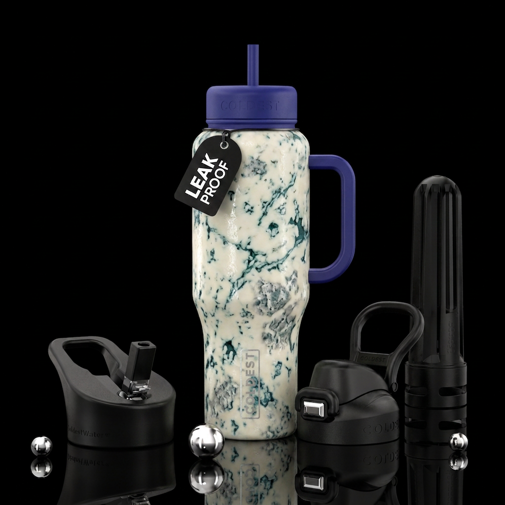 Blue cheese color,texture,design water bottle design