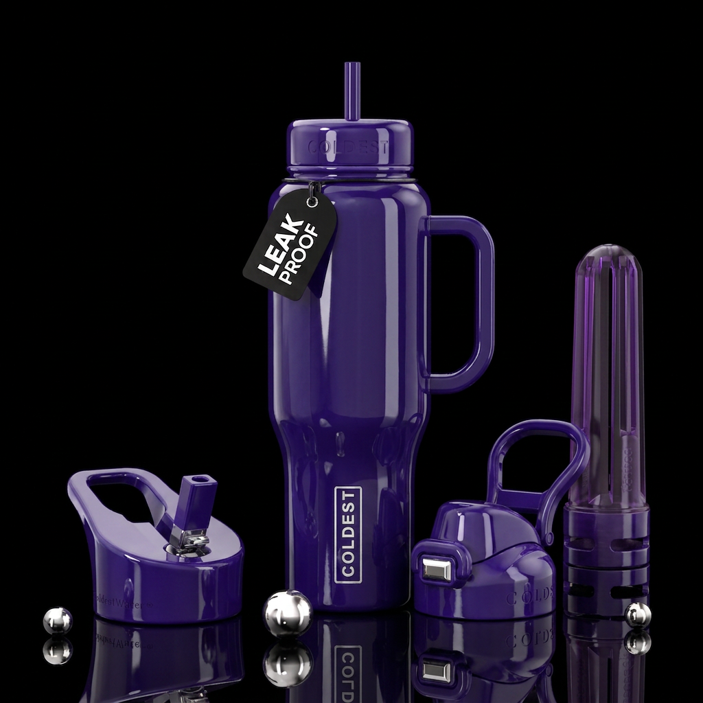 Royal purple with a ceramic glaze,glossy water bottle design