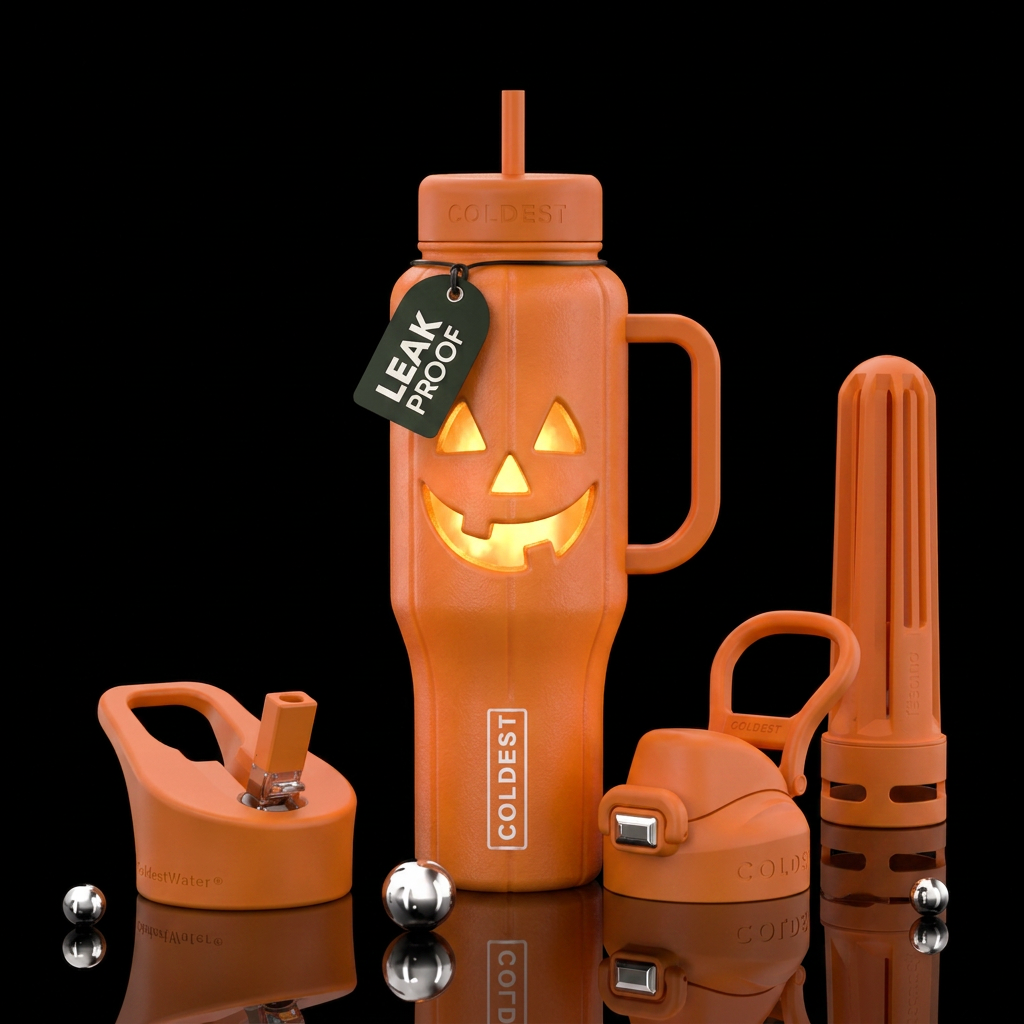 Vintage blow mold jack-o'-lantern bucket,glowie water bottle design
