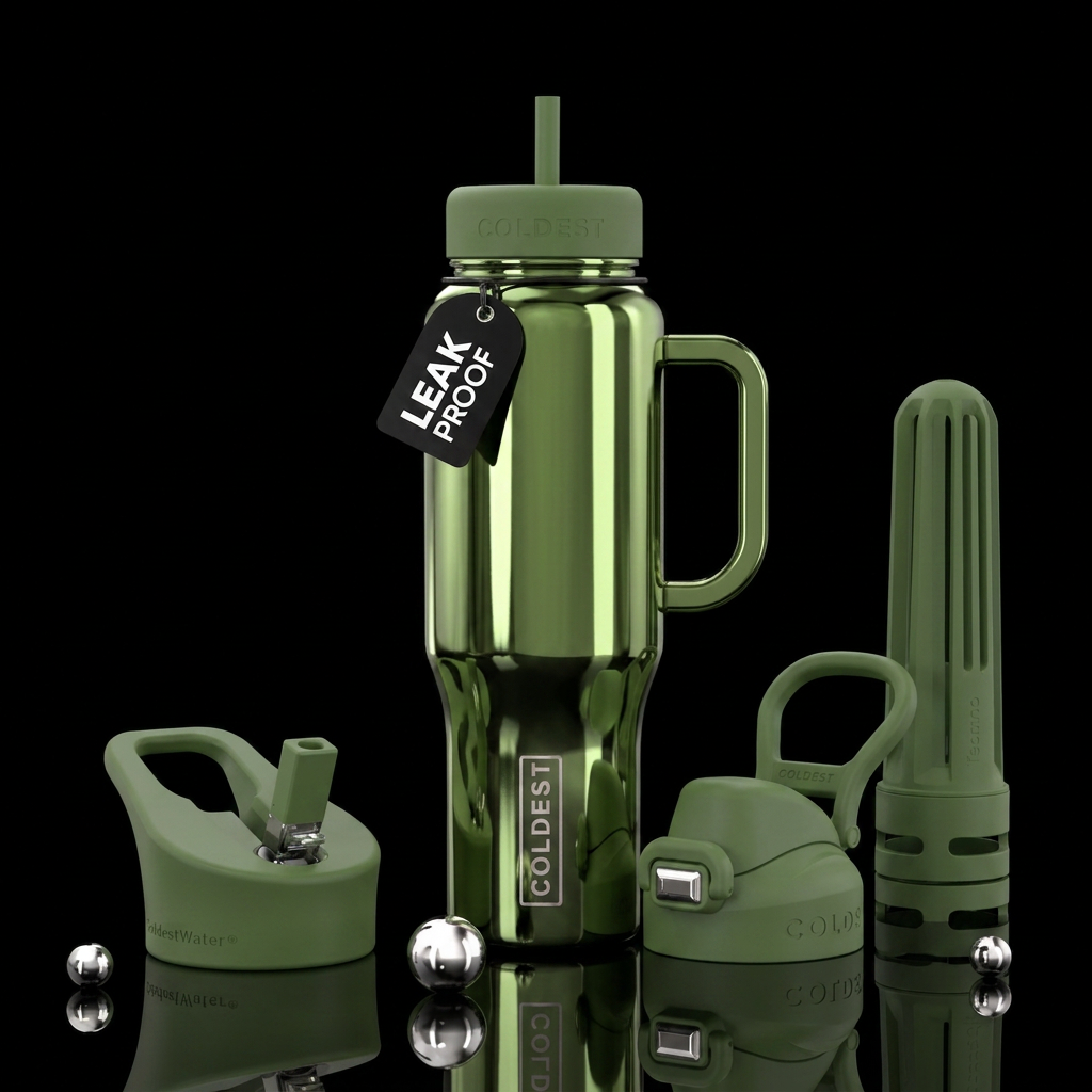 Moss green chrome  bottle color water bottle design