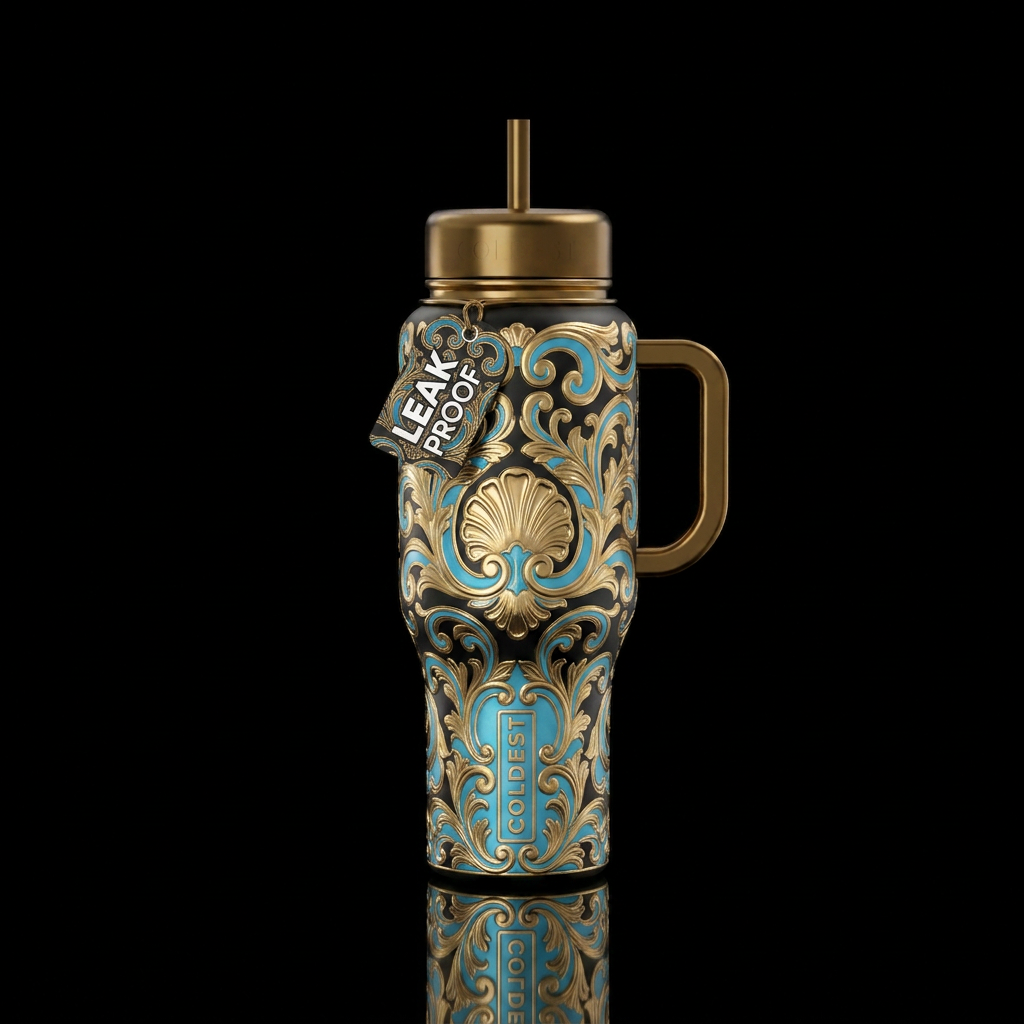 Frederician Rococo in Robin Blue and metallic gold... water bottle design