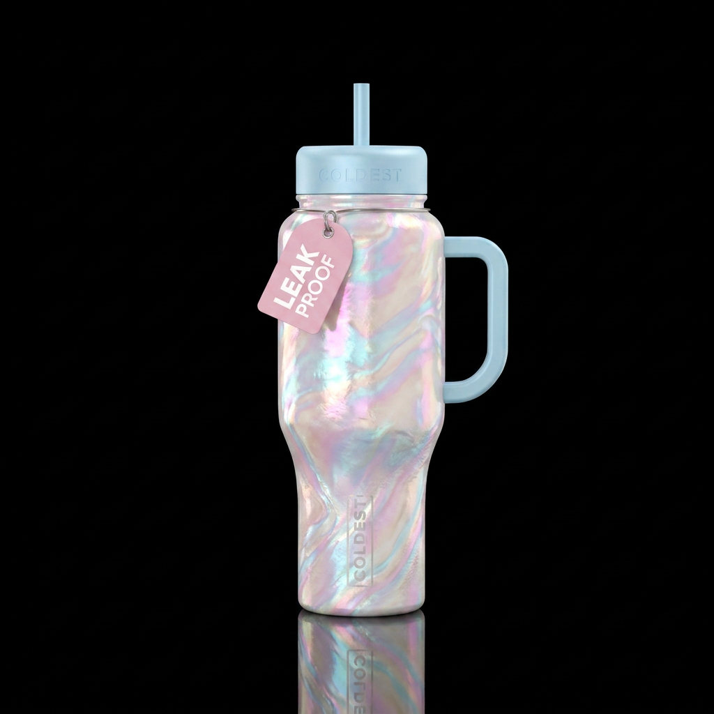 I want to create an iridescent mother pearl with a... water bottle design