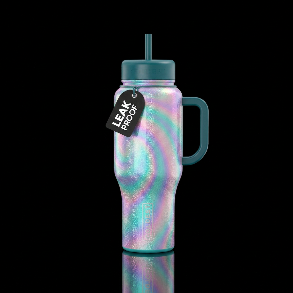 I need a mother, pearl, iridescent, pastel glitter... water bottle design
