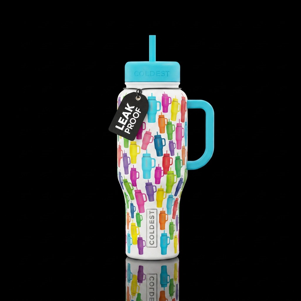 I want to create a white cup with all the color of... water bottle design