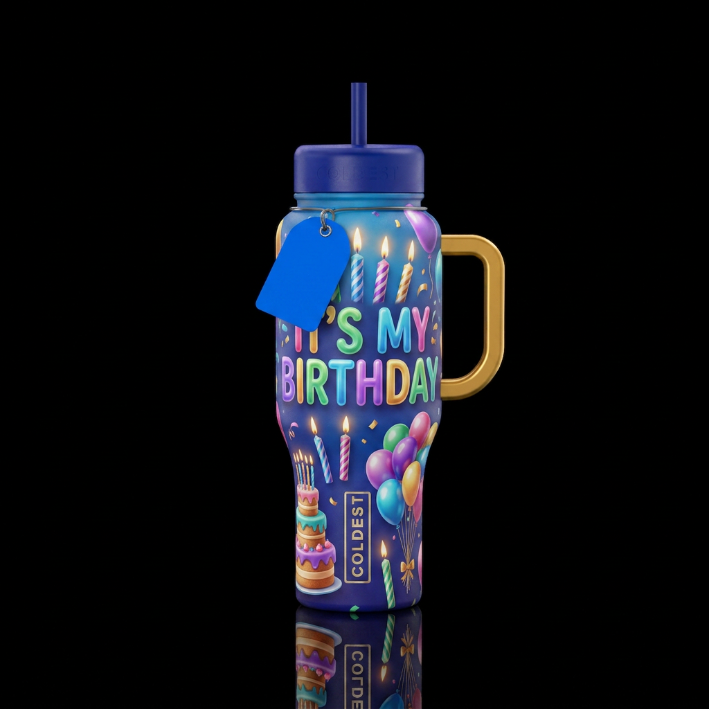I want to create a cup for men and women for a bir... water bottle design