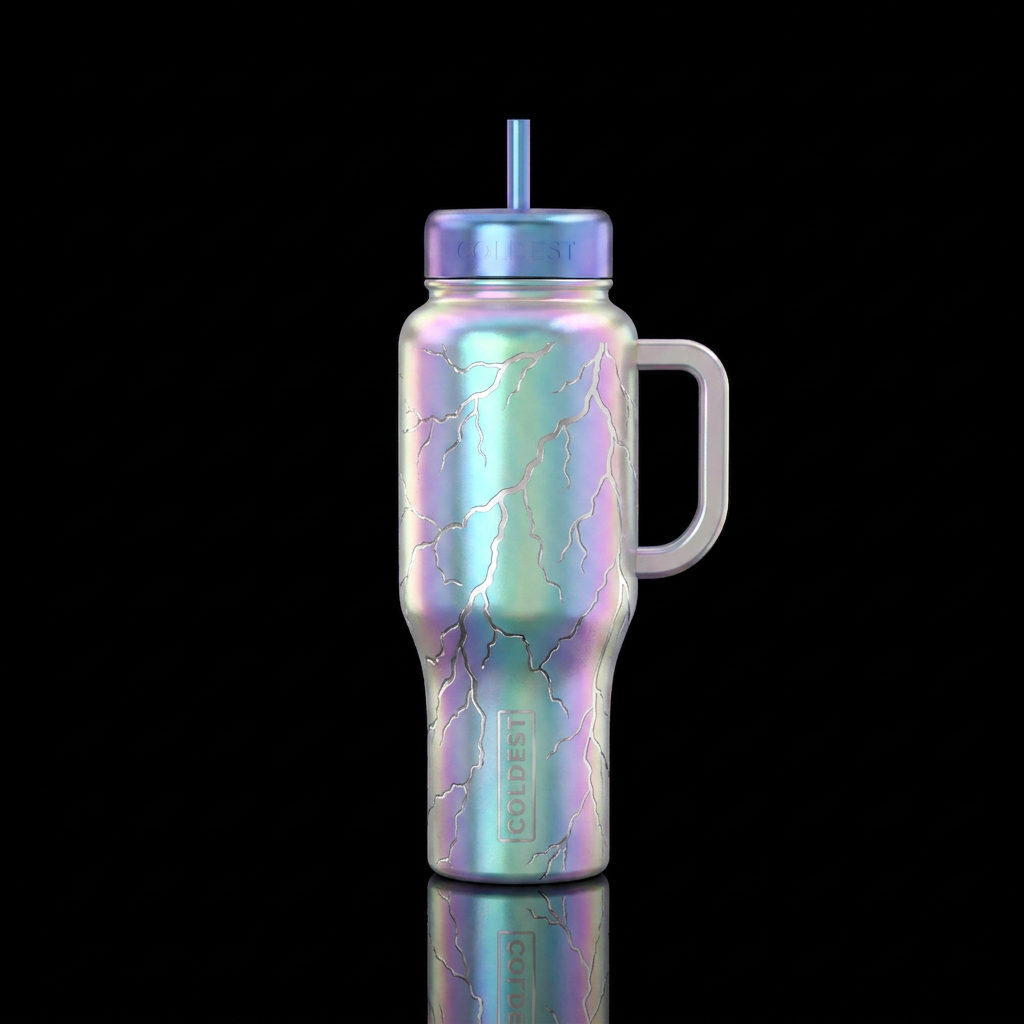 I wanna create an iridescent mother, pearl cup wit... water bottle design