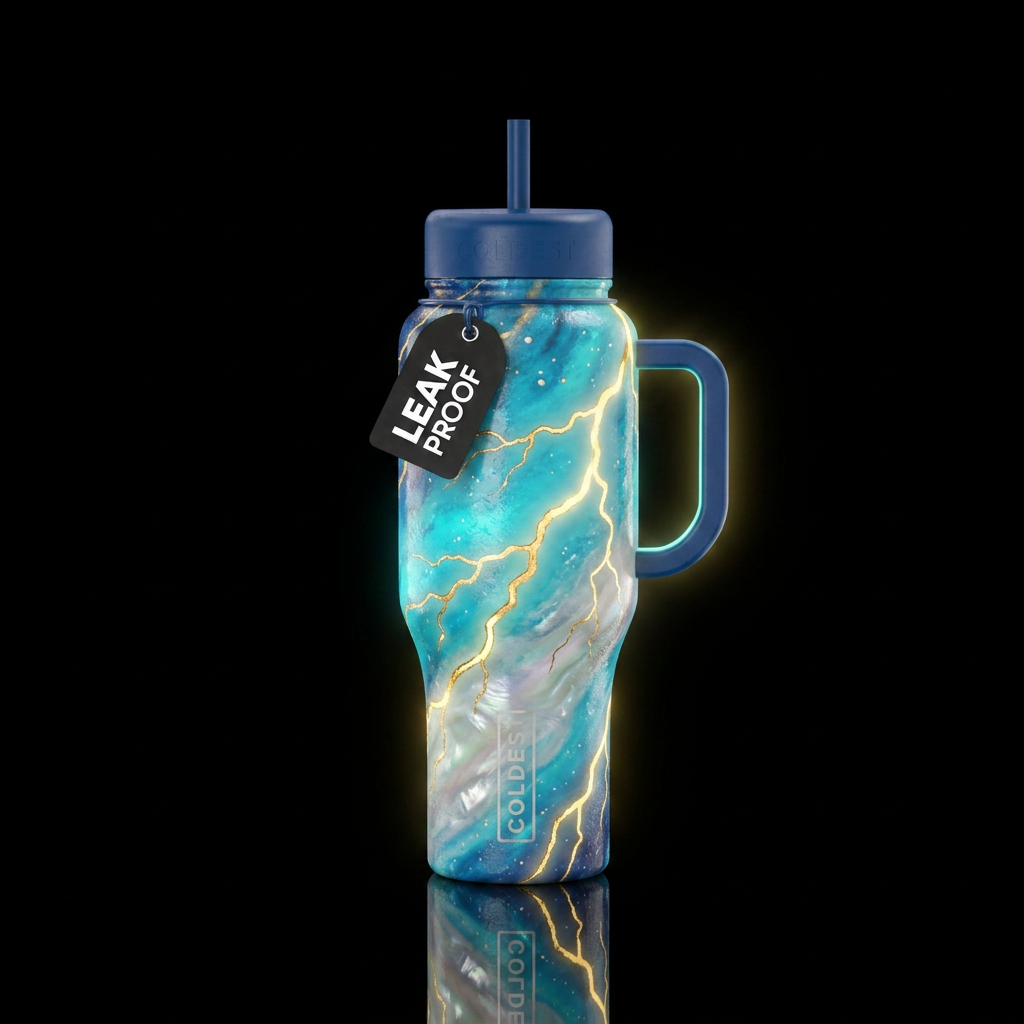 I want to create a turquoise sky, blue and mother ... water bottle design
