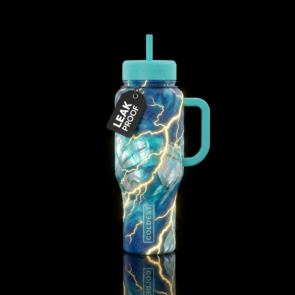 I want to create a turquoise sky, blue and mother ... water bottle design