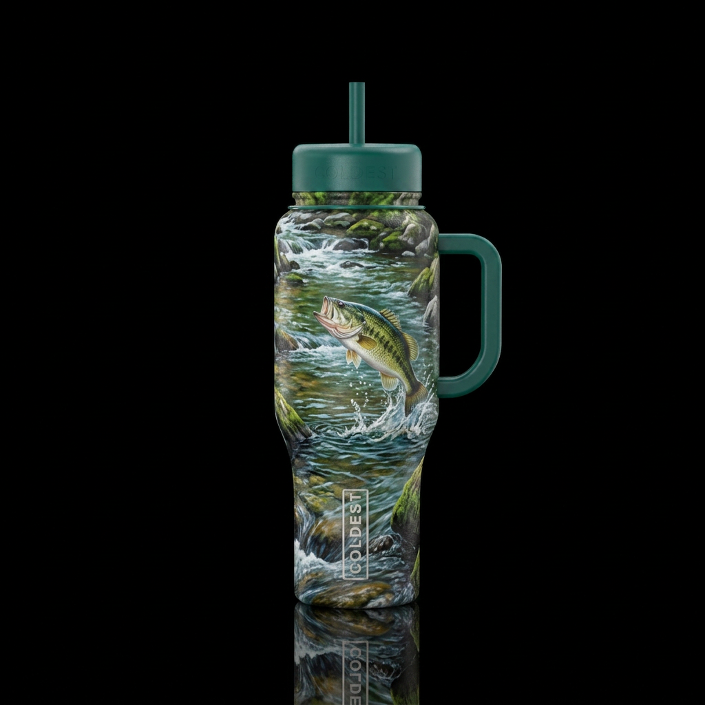 I want to created a green/blue cup with a running ... water bottle design