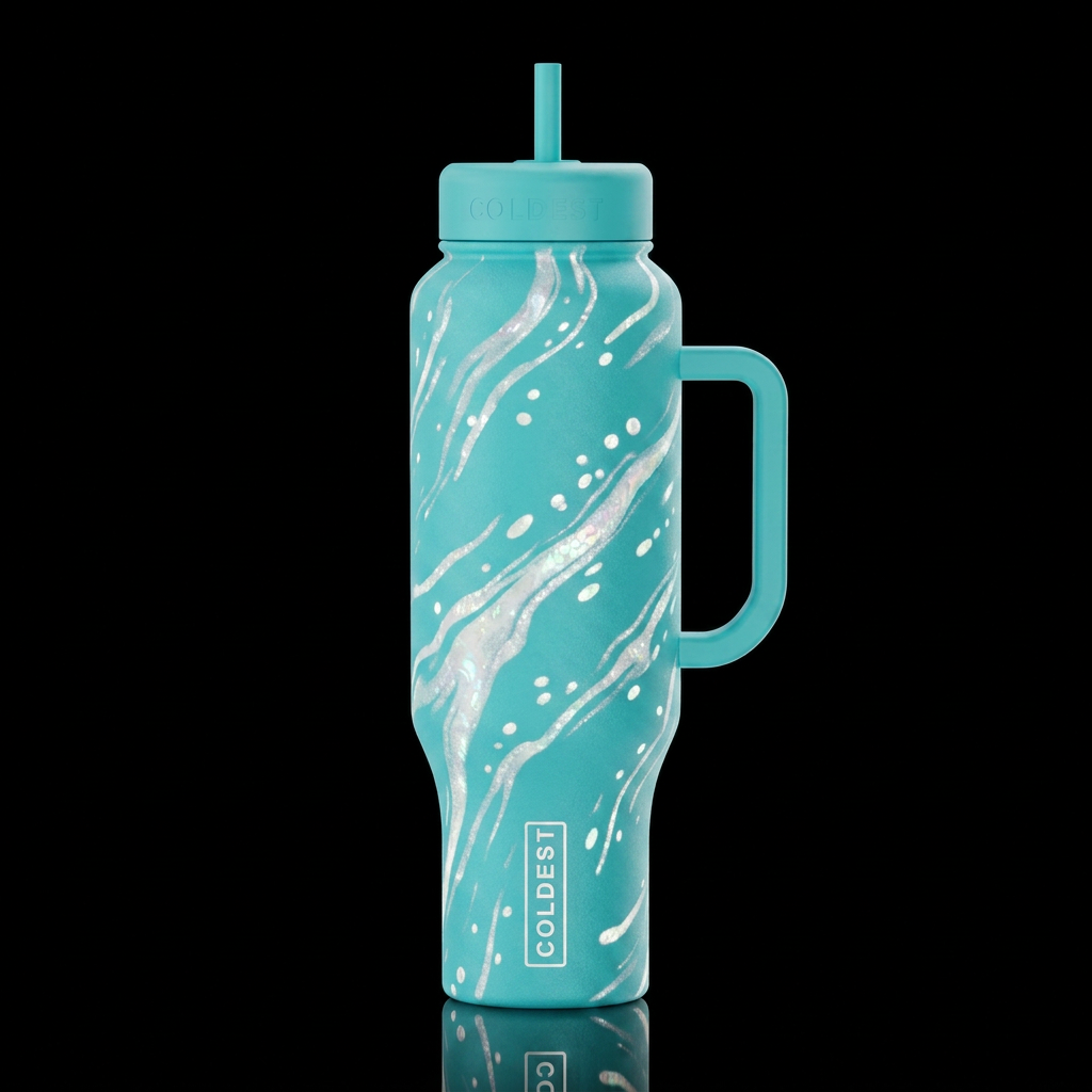 I want to create a turquoise Tumblr with a mother,... water bottle design