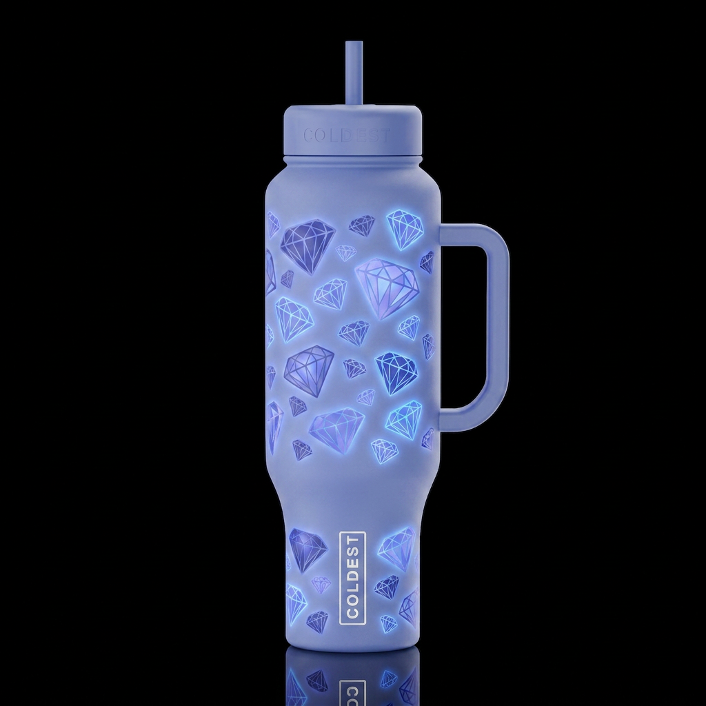 I wanna create a periwinkle Tumblr with diamonds a... water bottle design