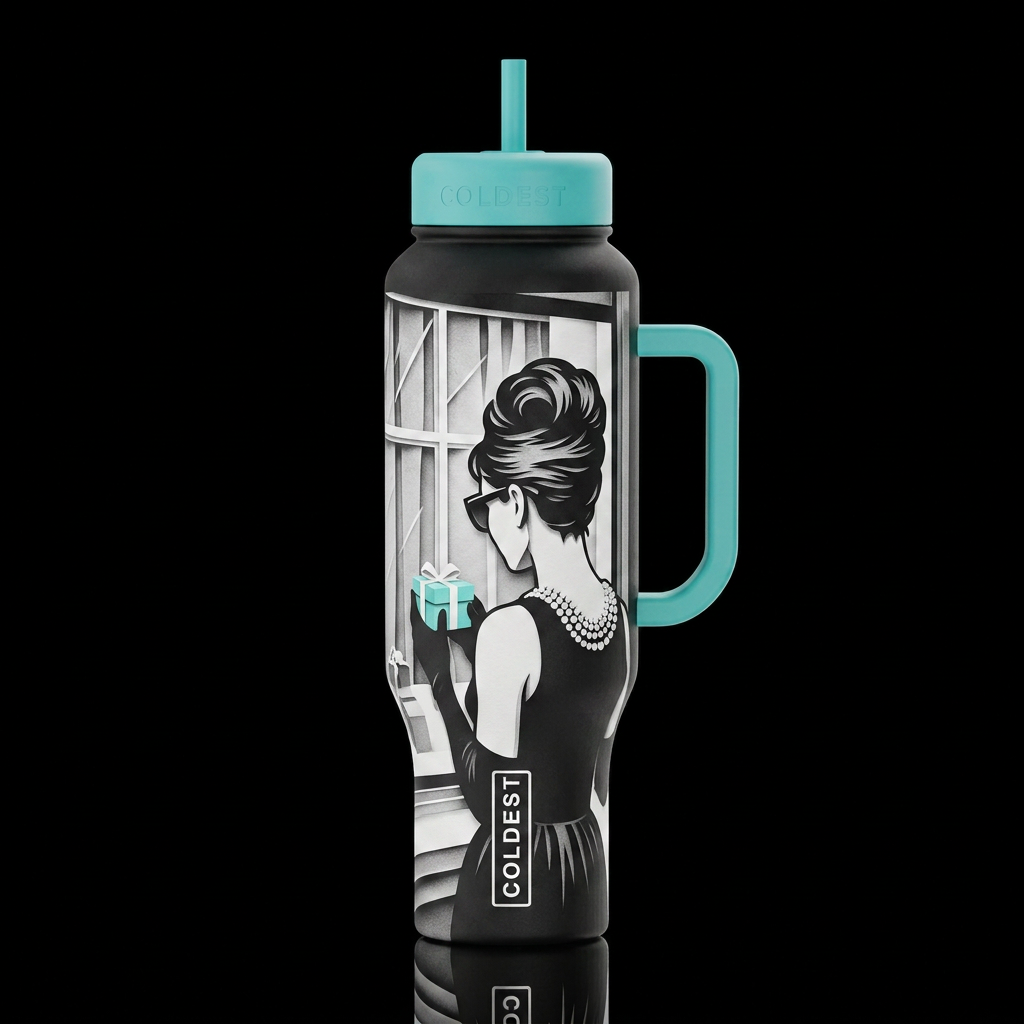 I would love to capture Audrey Hepburn looking in ... water bottle design