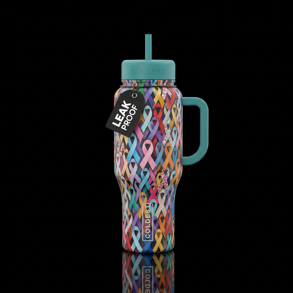 I want to design a cup with all the ribbons of all... water bottle design