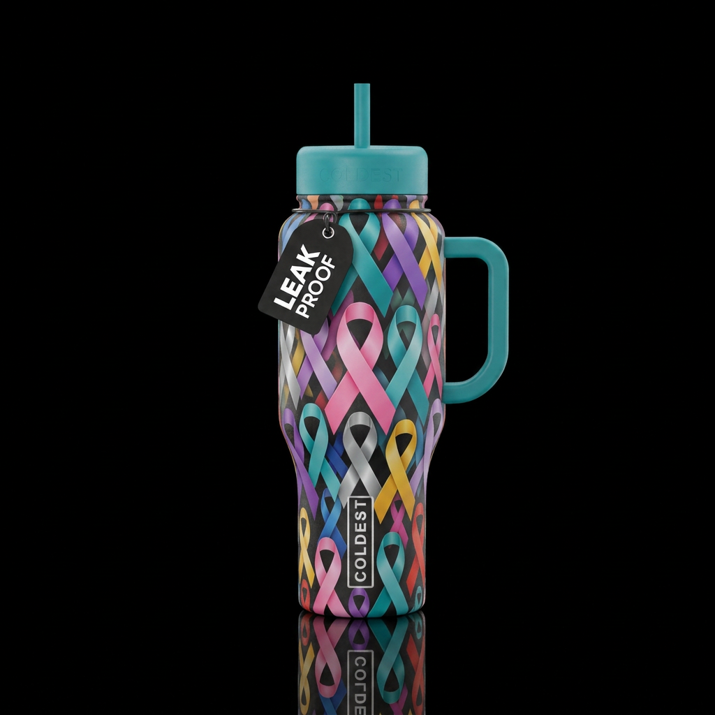 I want to design a cup with all the ribbons of all... water bottle design
