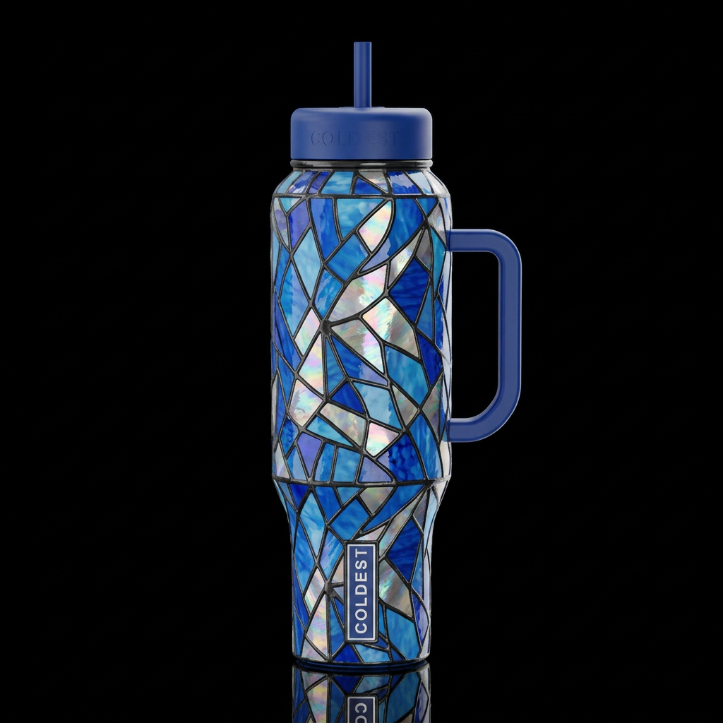 Stained Blue water bottle design