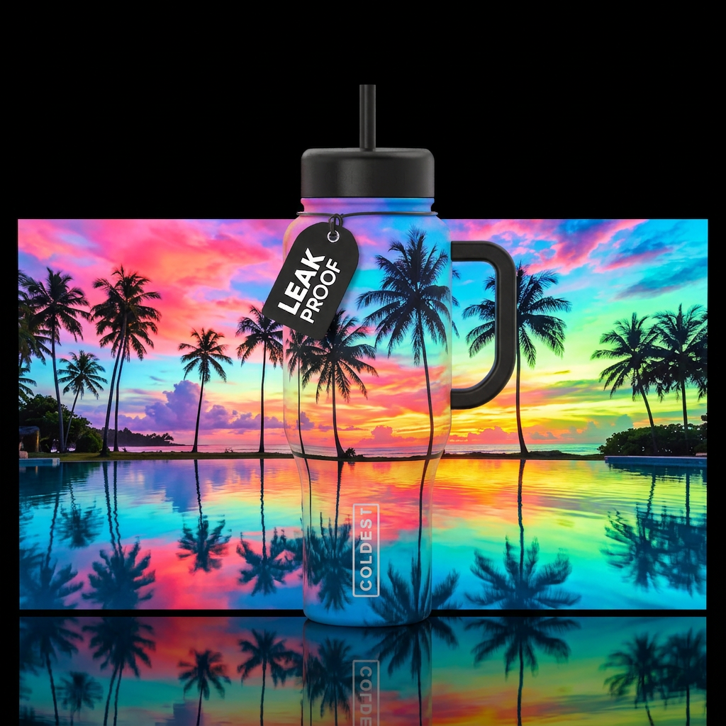 Pained Paradise water bottle design