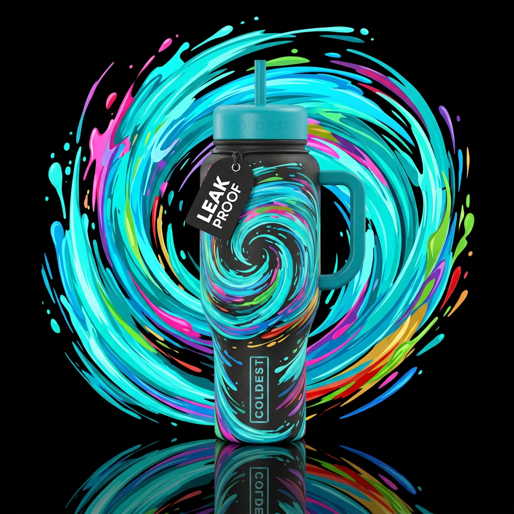 Turquoise Twister water bottle design