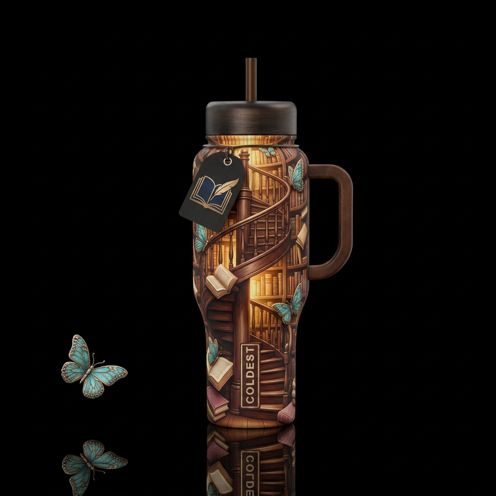 Gilded Library water bottle design