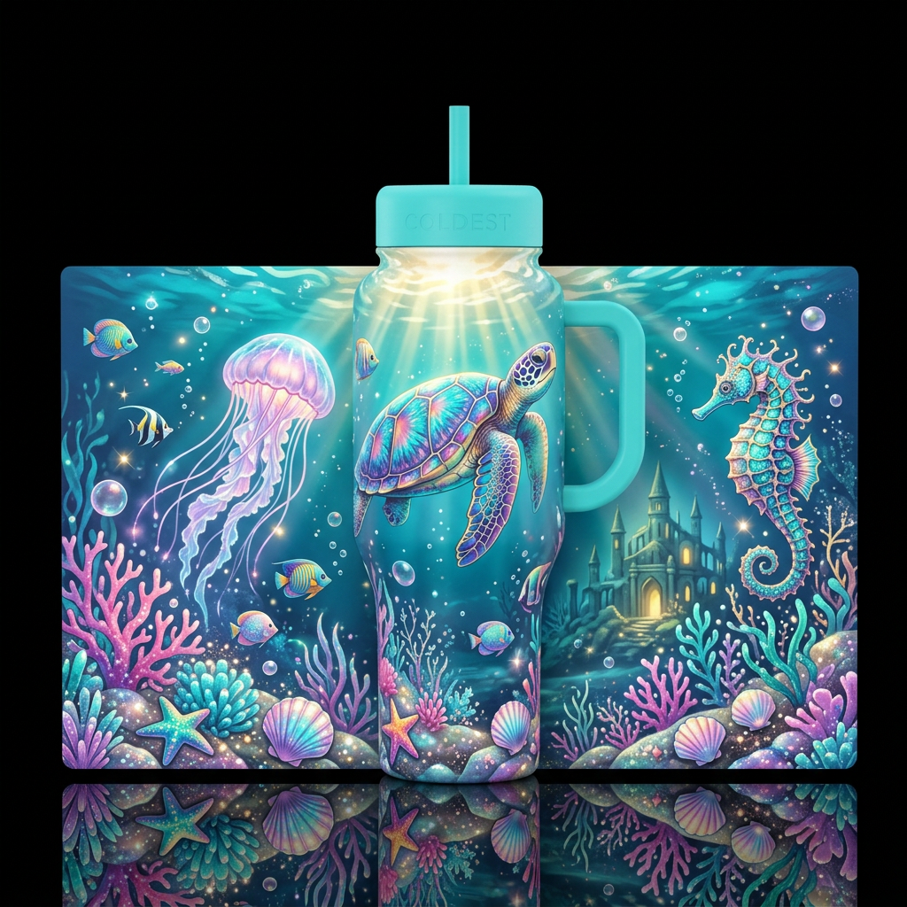 Treasures of the Turquoise Sea water bottle design