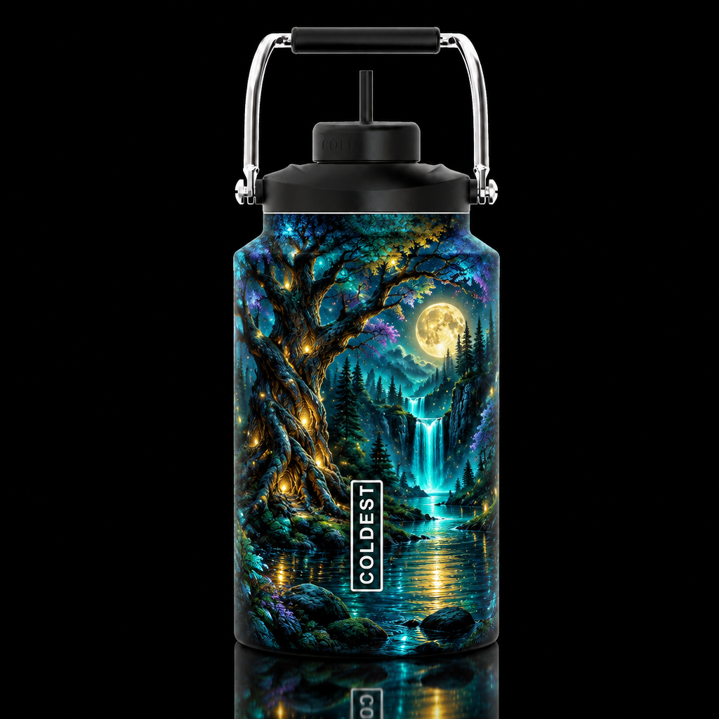 Enchanted Midnight Falls water bottle design
