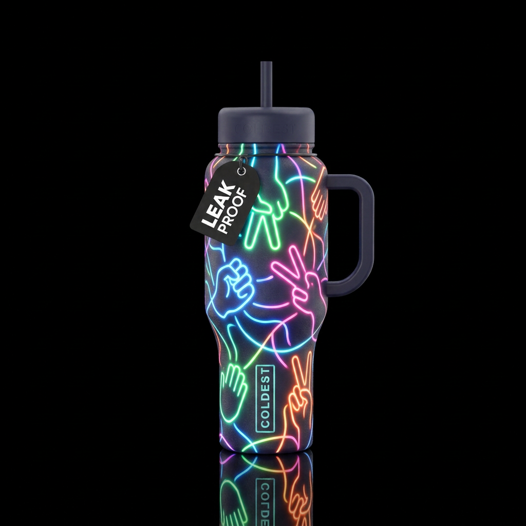 Rock paper scissors, glowie water bottle design