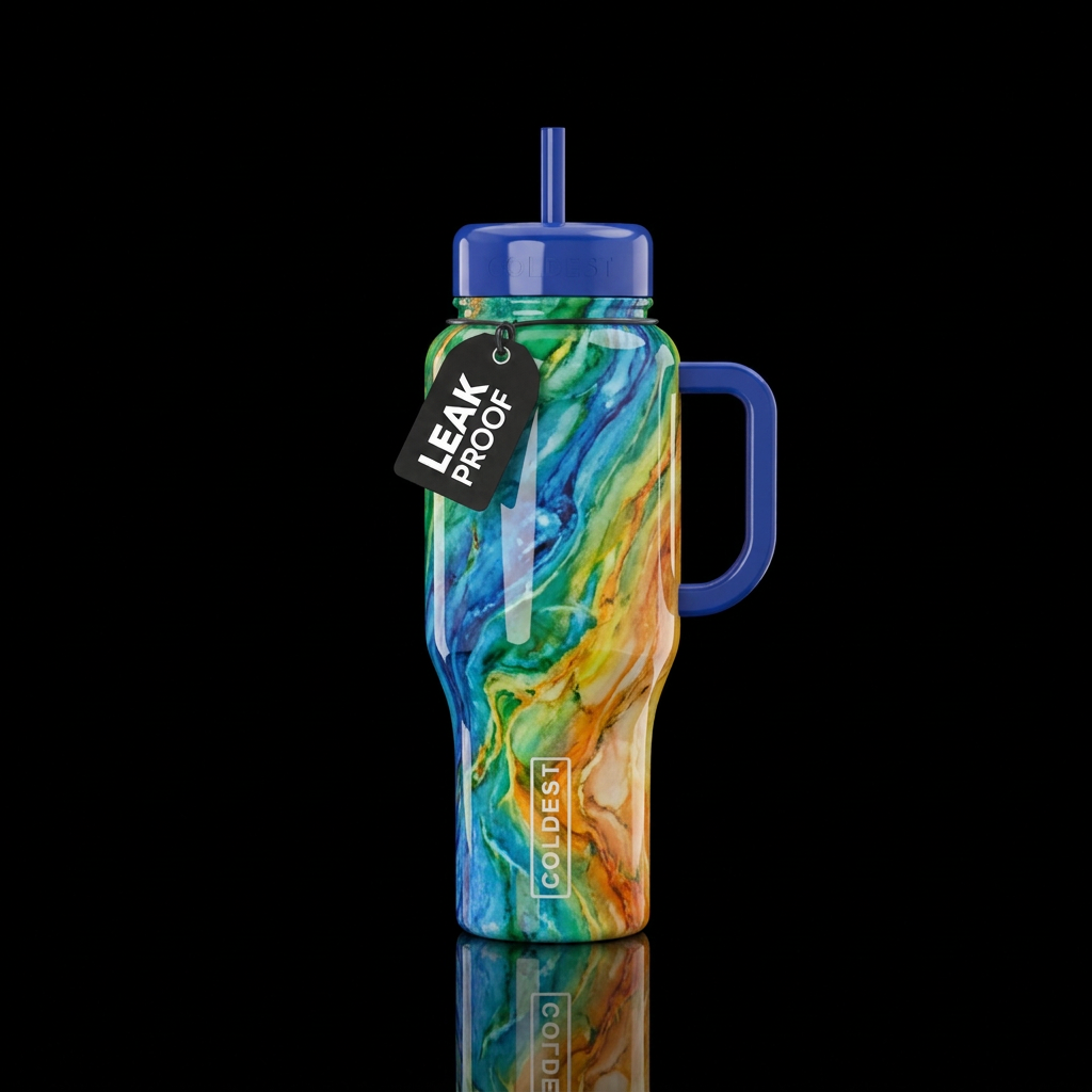 shiny, marbles water bottle design