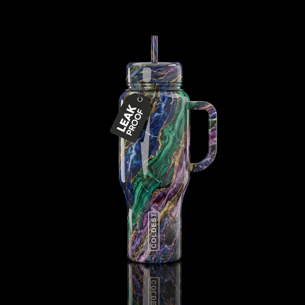 shiny, marbles water bottle design