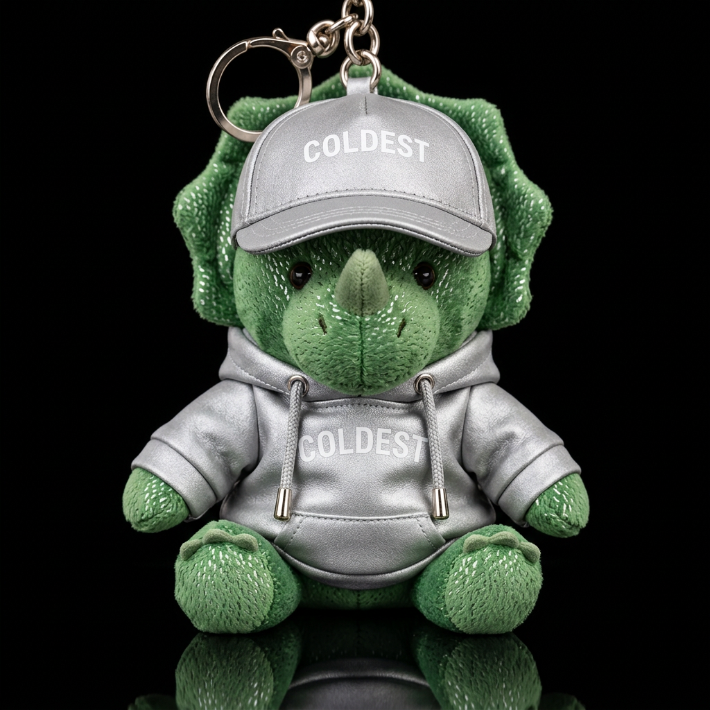 Green reflective triceratops with silver hat and h... water bottle design