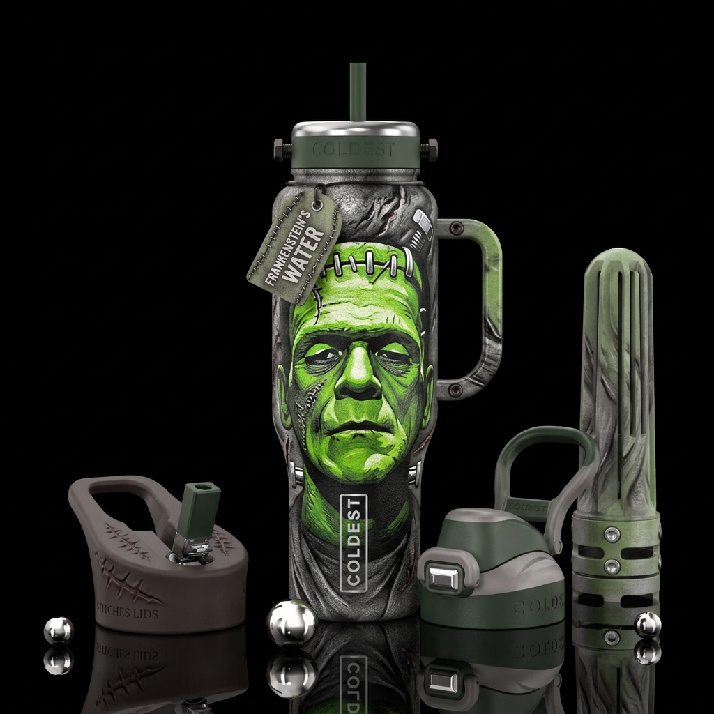 Frankenstein water bottle design