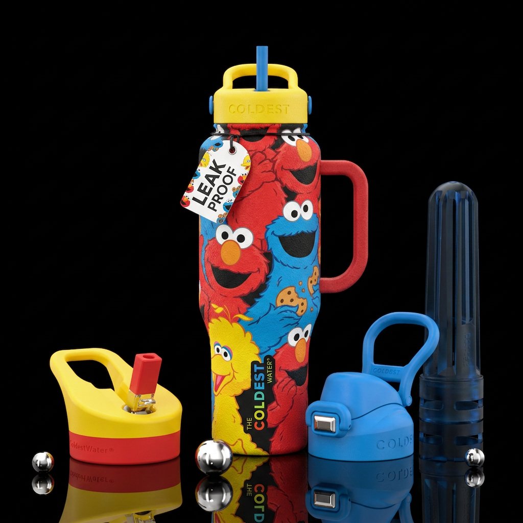 Elmo, Cookie Monster, Big Bird water bottle design